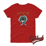 Cargar imagen en el visor de la galería, Womens Traditional Skinhead A Way Of Life T-Shirt - Mr Duck Plunkett Red / S
