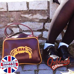 Yellow & Burgundy Crab Records Handbag - Gwenda Style Hand-Stitched Reggae Girl Bag