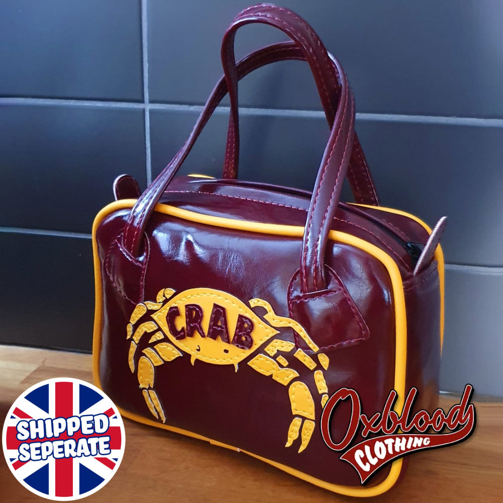 Yellow & Burgundy Crab Records Handbag - Gwenda Style Hand-Stitched Reggae Girl Bag